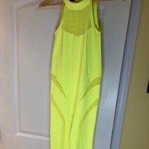 Adidas x Ivy Park Mesh knit highlighter yellow catsuit, size L
